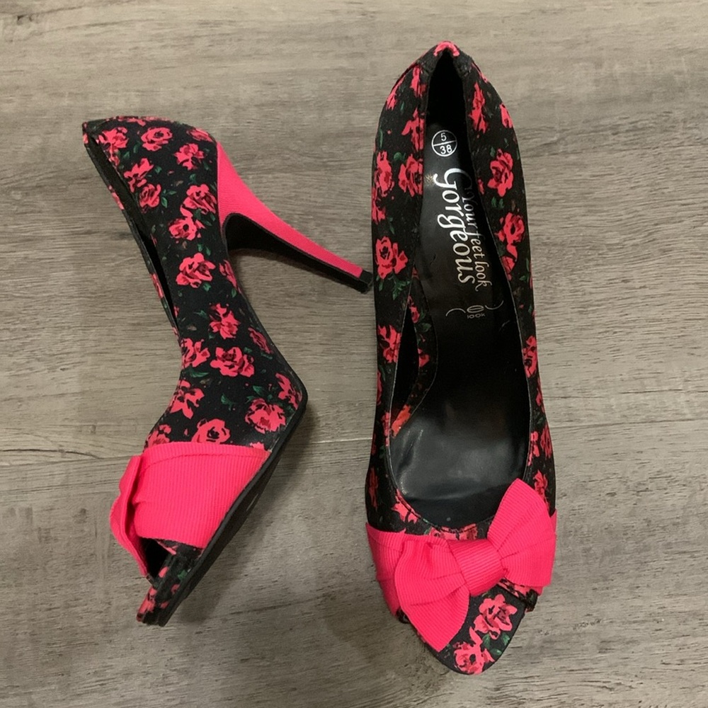 Floral peep toe heels New Look size 7